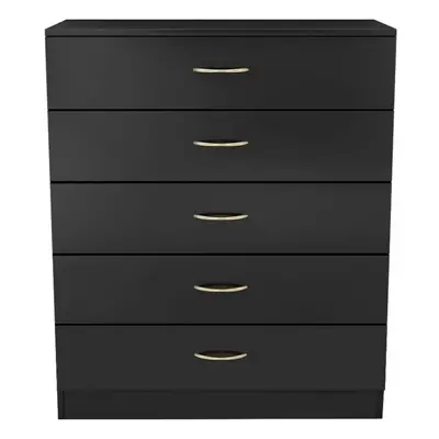 (5 Drawer-With Metal Handles, Black) NRG Chest of Drawers With Metal Handles Bedroom Furniture S