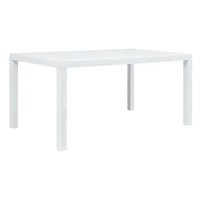 vidaXL Garden Table White 150x90x72cm Plastic Rattan Look Outdoor Furniture