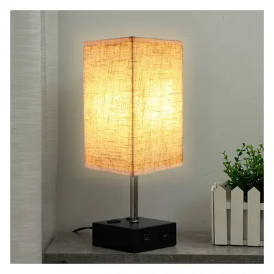 220V Fabric Fashion Simple Table Lamp Dual Port USB & US Plug Without Bulb