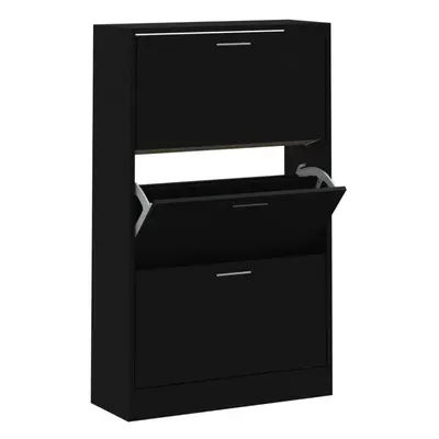 (Black, x x cm (W x D x H)) New Wood Shoe Cabinet 2Drawer Storage Cupboard Rack Shelf Multi Colo