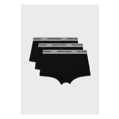 (2XL) Emporio Armani Pack Trunks - Stretch Cotton -Black with Grey Waistband