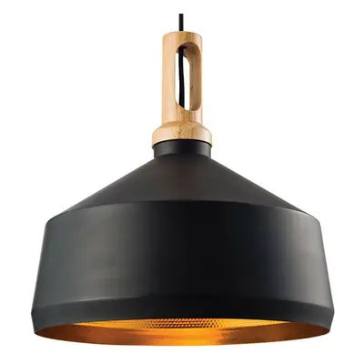 Hanging Ceiling Pendant Light MATT BLACK WOOD Shade Industrial Lamp Bulb Holder