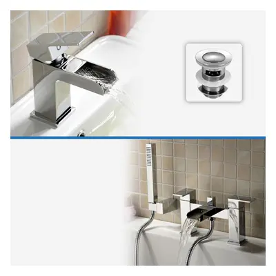 Ozone Bathroom Modern Basin And Bath Shower Mixer Tap with Free Waste