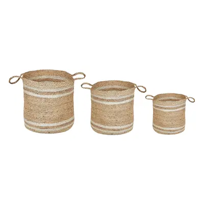 Set of Jute Baskets Natural and Beige ZHOB