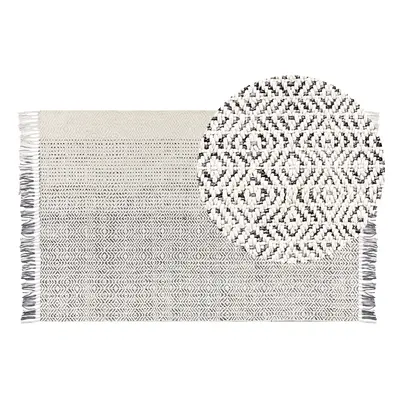 Wool Area Rug x cm White and Grey OMERLI