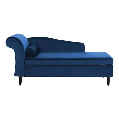 Left Hand Velvet Chaise Lounge Navy Blue LUIRO