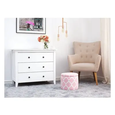 Storage Footstool Pink and White TUNICA