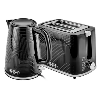 (Black) Geepas 1.7L Electric Kettle & Slice Toaster Set