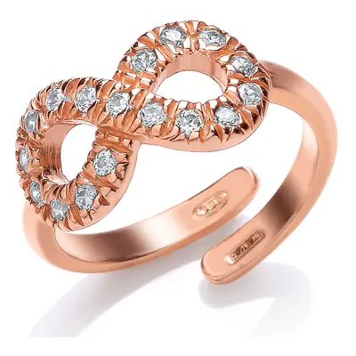 (P) Jewelco London Rose Gold-Plated Sterling Silver Cubic Zirconia Infinity Ring