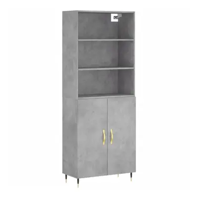 (concrete grey, doors) vidaXL Highboard Sideboard Storage Cabinet High Gloss White Engineered Wo