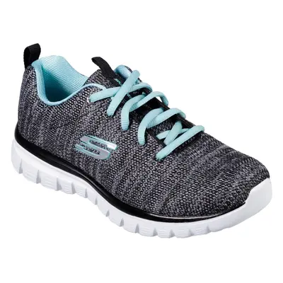 (Black/Turquoise, 3) Skechers Women's Graceful Twisted Fortune Trainer Multicolor