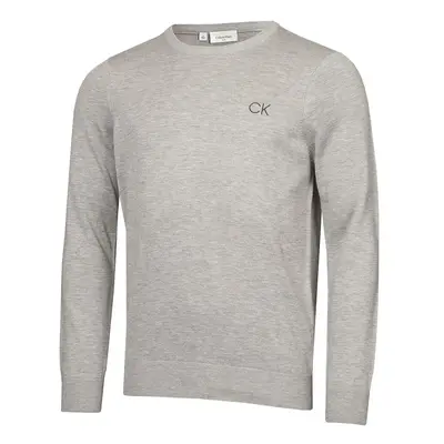 (M, Silver) Calvin Klein Mens Round Neck Tour Durable Soft Golf Sweater