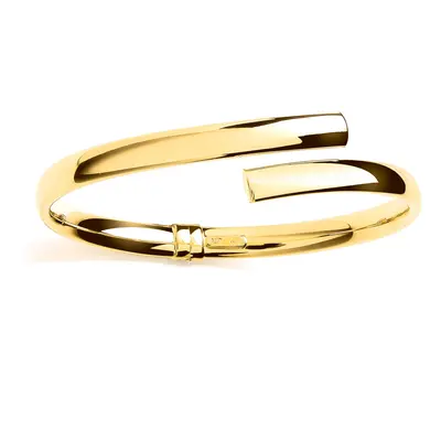 Jewelco London Ladies Gold-Plated Sterling Silver Oval Tube Crossover Bypass Bangle Bracelet - G