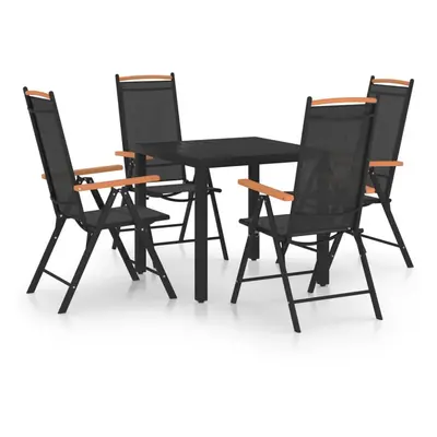 vidaXL Garden Dining Set Piece Aluminium Black Outdoor Dining Table Chairs