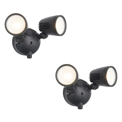 2 PACK Twin Light Outdoor Adjustable Spot Light - x 10W CCT LED Module