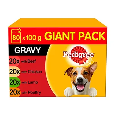 Pedigree Dog Pouches - Mixed Selection in Gravy 80x100g Mega Pack