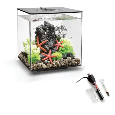 biOrb CUBE 30L Aquarium in Black with Standard LED Lighting and Heater Pack