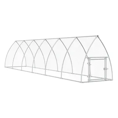 vidaXL Chicken Cage Farm Chicken Coop Chicken Run Cage Silver Galvanised Steel