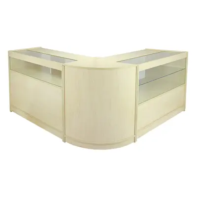 Retail Shop Counters Set & Glass Retail Showcase Cabinet Display Maple