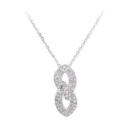 Jewelco London 9ct White Gold Round 22pts Diamond Infinity Pendant Necklace inch 42cm - DP1AXL63