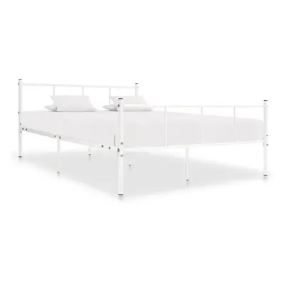 vidaXL Bed Frame White Metal 120x200cm Bedroom Bedstead Furniture Accessory