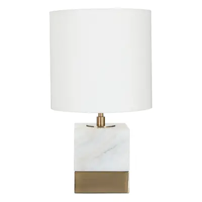 Premier Housewares White Marble Accent Lamp with Cream Shade