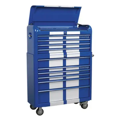 Retro Drawer Topchest & Rollcab Bundle - Locking - BB Slides - Blue & White