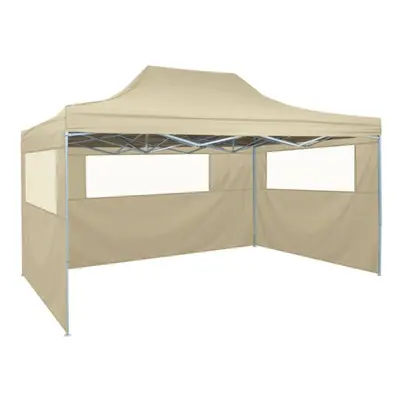 vidaXL Foldable Tent with Walls 3x4.5m Cream Gazebo Shelter Marquee Canopy