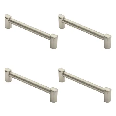 4x Round Tube Pull Handle x 16mm 160mm Fixing Centres Satin Nickel