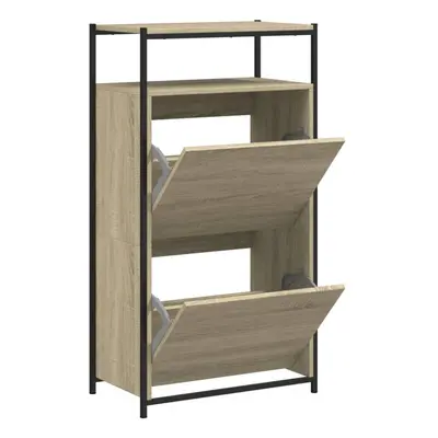 (sonoma oak, x x cm) vidaXL Shoe Cabinet with Flip-Drawers Shoe Storage Shelf Rack Grey Sonoma