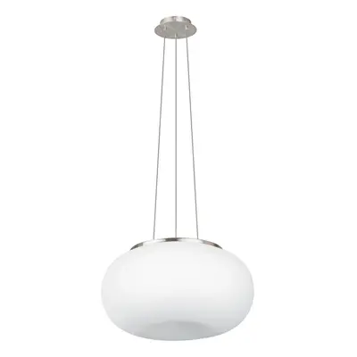 Pendant Light Colour Satin Nickel Shade White Glass Opal Matt Bulb E27 2x60W