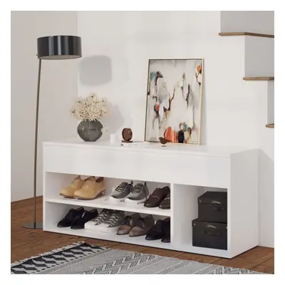 vidaXL Shoe Bench White Chipboard Home Shoe Organiser Cabinet Hall Bench Set