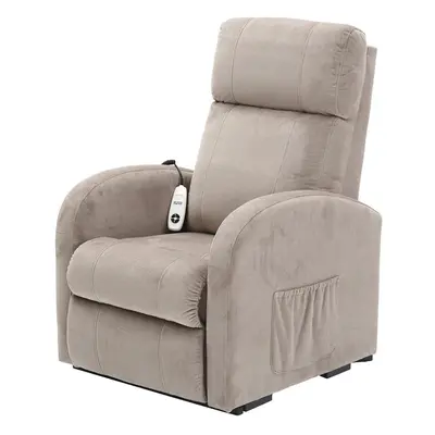 Single Motor Rise and Recline Lounge Chair Pebble Coloured Micro Fibre Material