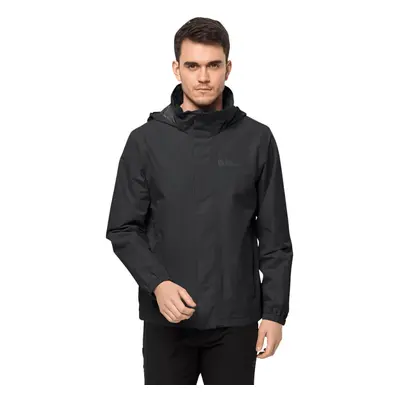 (M, Black) Jack Wolfskin Mens Stormy Point 2L Waterproof Lightweight Jacket