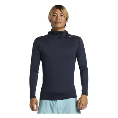 (XS, Navy) Quiksilver Mens Highline Hooded Long Sleeve UV Protect Surf Rash Guard Vest Top