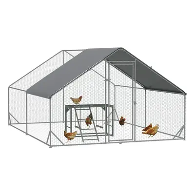 PawHut Walk In Chicken Run with Chicken Activity Shelf and Cover, x x 2m