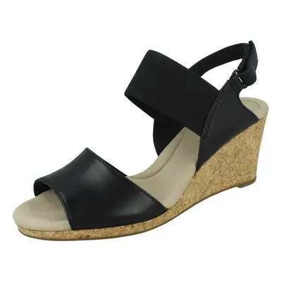 (Black, UK 5) Ladies Clarks Wedged Heel Sandals Lafley Rosen - D Fit