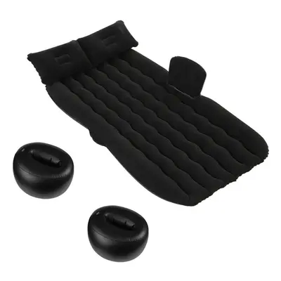 (Black) Wave Round Pier Air Bed Car Travel Inflatable Mattress Sleeping Camping Cushion with Pil