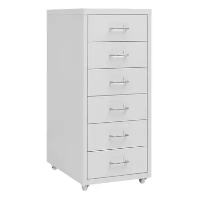 vidaXL Mobile File Cabinet Grey Metal Home Office Storage File Filing Cabinet