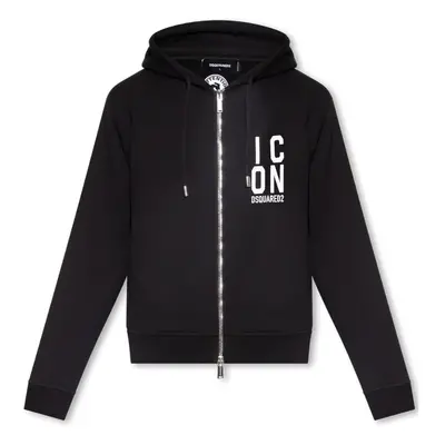 (L) Dsquared2 Bold Icon Logo Black Zip-Up Hoodie