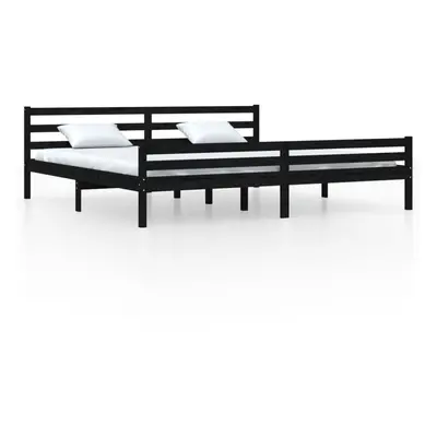 (black, x cm) vidaXL Bed Frame Mattress Foundation Bedroom Bedstead Bed Base Solid Wood