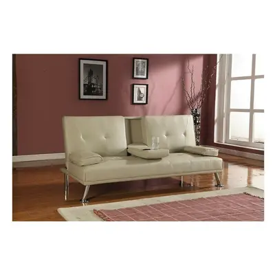 (Cream) Yamba Faux Leather Sofa Bed