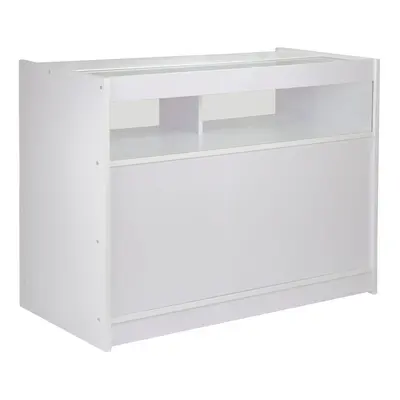 Retail 1/4 Glass Shelf Counter Shop Showcase Display Cabinet White B1200