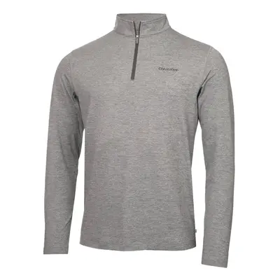 (L, Silver Marl) Calvin Klein Mens Newport Half Zip Thermal Breathable Lightweight Sweater