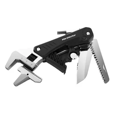 6 In EDC Multi-tool Adjustable Wrench Pipe Spanner Screwdriver Saw Gadget With LED Lighting