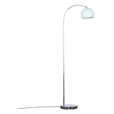 Modern Designer Style Polished Chrome Curved Stem Floor Lamp with a Gloss Pale Blue Arco Style M