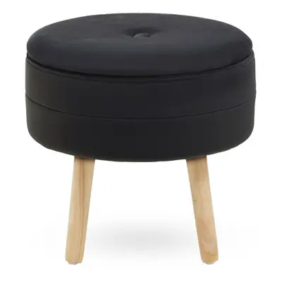 Premier Housewares Ivy Black Velvet Stool