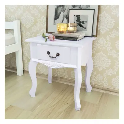 vidaXL 2x Bedside Cabinets MDF White Nightstand Side End Table with a Drawer