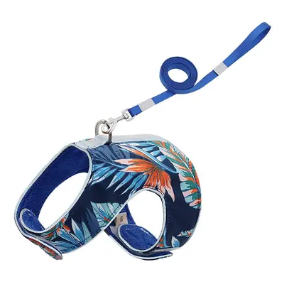 (Blue, S) Cat Chest Strap Reflective Design Close-fitting Design Upgrade Breathable Mesh Fabric 