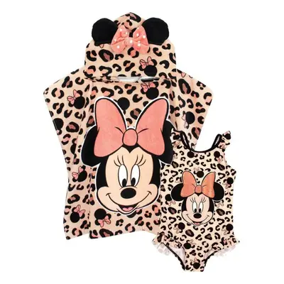 (3-4 Years, Pink) Disney Girls Minnie Mouse Swimsuit And Poncho Set